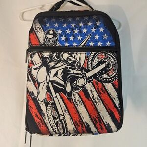 Insulated Lunch Bag American Flag Motorcycle Patriotic Cooler Travel‎